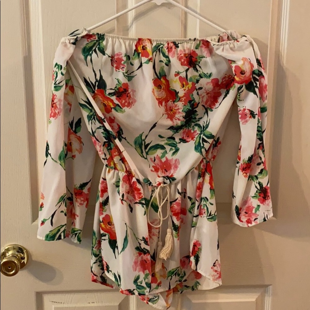 Floral, off the shoulder romper!